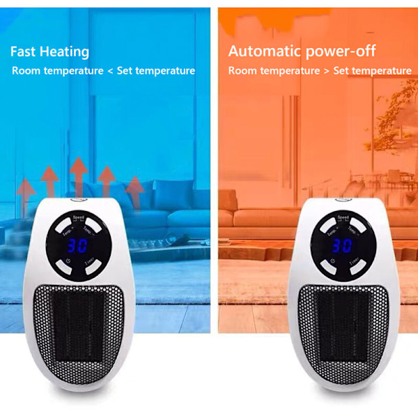 500 watt keramisk mini varmevifte, bærbar varmeovn med termostat og timer, for skrivebord, soverom, stue