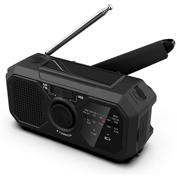 Selviytymisradio AM/FM Dynamo USB-C 1200MAH Ladattava LED-taskulampulla hälytys SOS