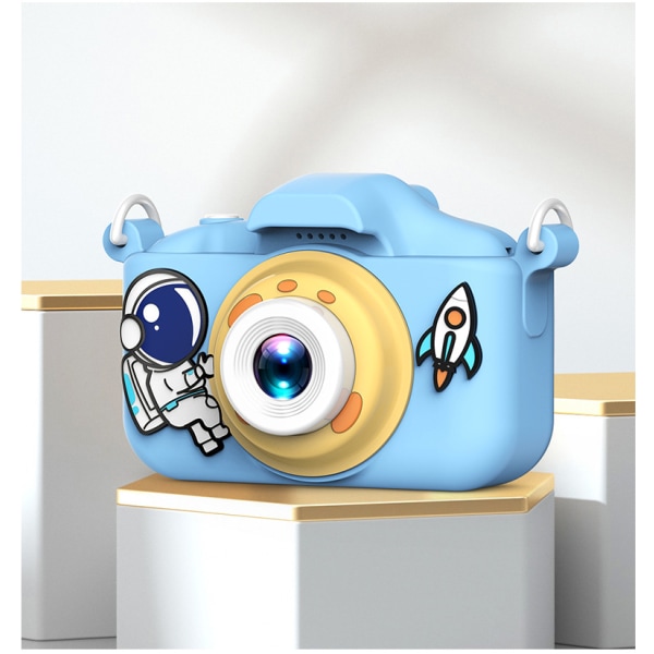 Barnkamera, främre och bakre dubbelkamera 1080P HD-kamera för barn och nybörjare, levereras med 32 GB SD-kort och kortläsare (blå)