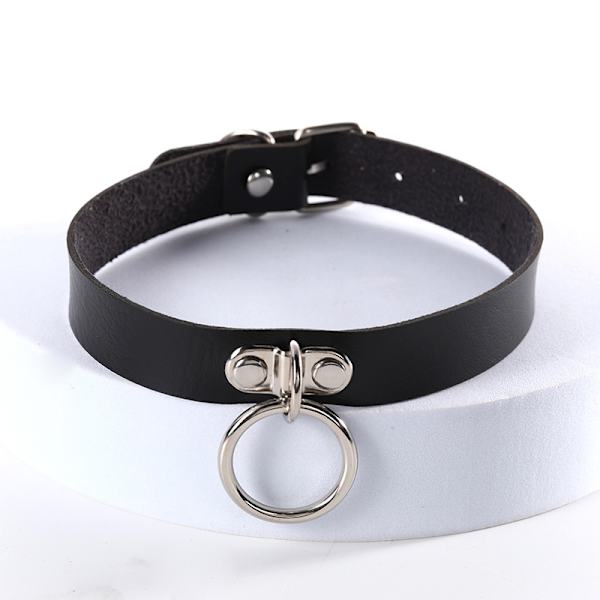 Punk Lær Choker Svart Gotisk Choker Halskjede Rock Justerbart Halskjede Krage Choker Halloween Cosplay Halskjede for Kvinner og Jenter