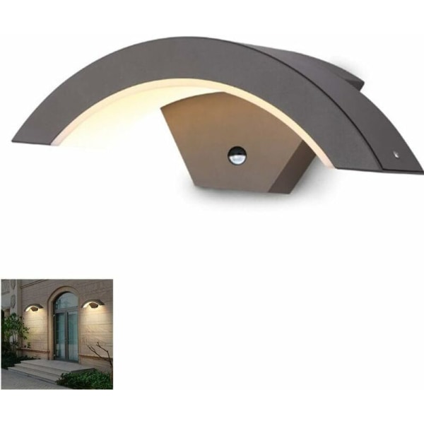Utomhusvägglampa med rörelsesensor 18W LED SMD 3000K Varmvit Vägglampa Vattentät IP65 Aluminium/Trädgård Terrass Veranda Ljus 29.5cm