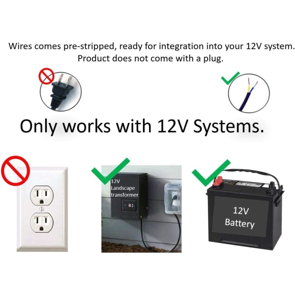 33 fot 100-LED 12V lågspänning utomhus vattentät festlig jul ljusslinga - för lågspänningslandskapsbelysningssystem (12V) (produkt med stativ