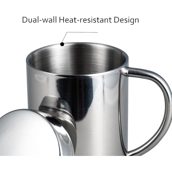 Camping Mug Kaffeemugg Kopp Dubbelväggig Rostfritt Stål Drickmugg med Lock för Hemma Kontor Camping Picknick(400ml)