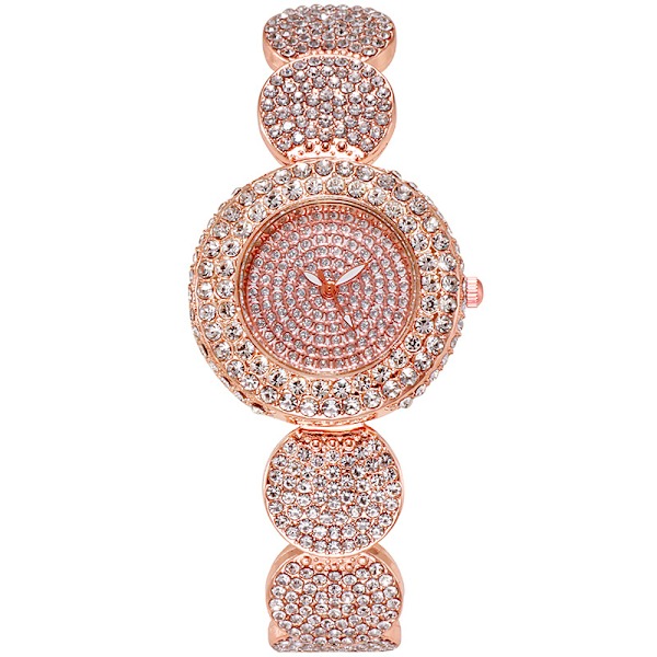 Damer Elegant Krystal Sæt Gypsophila Quartz Ur Mode Casual Sæt Stålbånd Ur Rhinestone Legering Ur Damer Ur Rose Guld