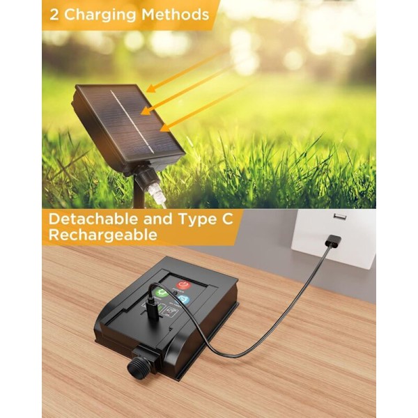 Solarlampor Utomhus, 4 i 1 Solcellsdrivna Trädgårdslyktor, 32 LED Solcellslampa med Fjärrkontroll, 8 Ljusmönster, IP65 Vattentät, Automatisk Timer