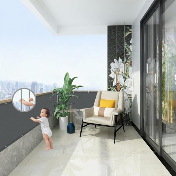 Balkongskydd 90x500cm i 170g/㎡, UV-blockerande, integritetsskydd och säkerhet för balkongräcken, Antracit