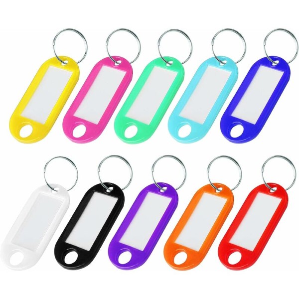 Nøglebrikholder, 50 stk. holdbar nøglebrikholder i plastik til identifikation af hotelkontorrejsebagageetiket 10 farver 4,7 cm*2,1 cm