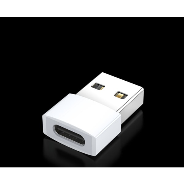 Valkoinen USB C naar USB -sovitin, nopea lataus ja datansiirto