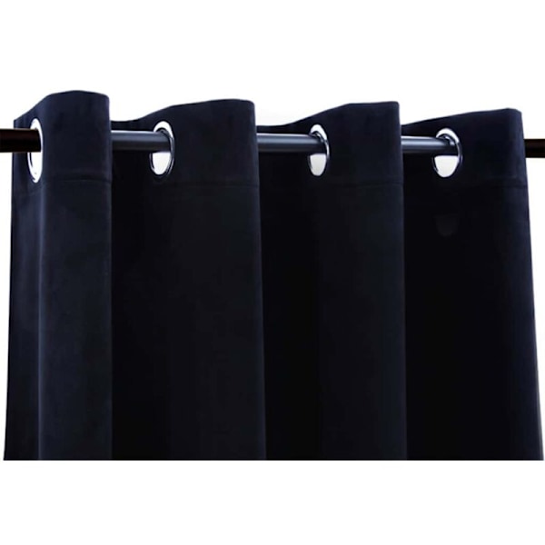 Mørklægningsgardiner med ringe 2 stk sort velour 140x175 cm