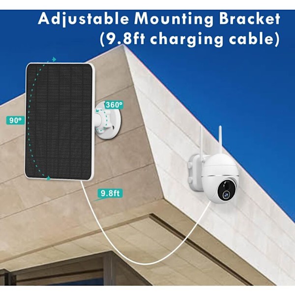 Solpanel för övervakningskamera, 5W USB solpanel Kompatibel med uppladdningsbara DC 5V övervakningskameror, solpanel för kamera med 3M kabel