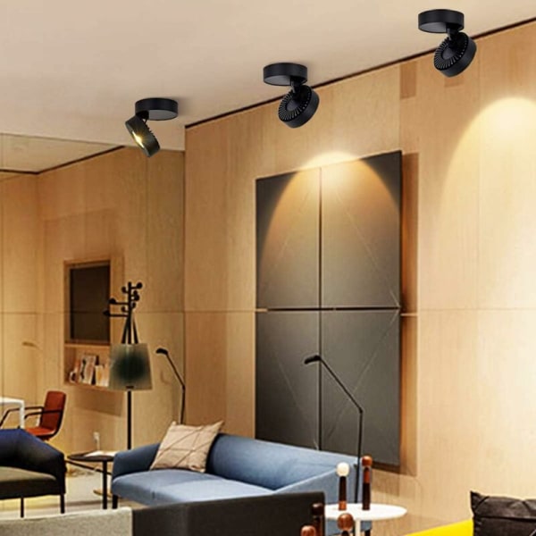 12W LED-takspotter, justerbar lampehusvinkel, lampespotter, takspotter, taklampe, justerbare takspotter, LED-taklampe