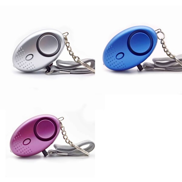 3 turvahälyttimen avaimenperän setti LED-taskulampulla, mini itsepuolustushälytin naisille, lapsille ja yöulkoilijoille, paristot sisältyvät