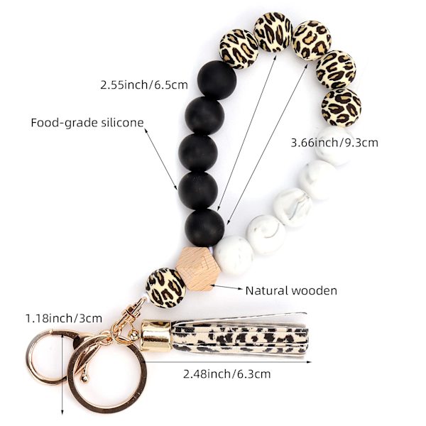 Nyckelring Armband Nyckelring Bil Nyckelring Elastiskt Pärlarmband Handled Läder Tofs Korthållare Kvinnor Flickor