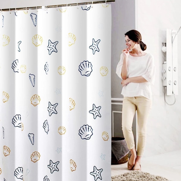 Polyester bruseforhæng (200 x 200 cm), vandtæt, skimmelresistent, maskinvaskbar, med bruseforhængsring, egnet til badeværelse, køkken, garderobe