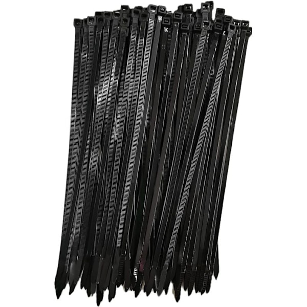 Plastik strips, 250 mm x 7,6 mm, fastgørelses strips, rilsan nylon strips, 250 mm strips, sort, sæt med 100 stk.