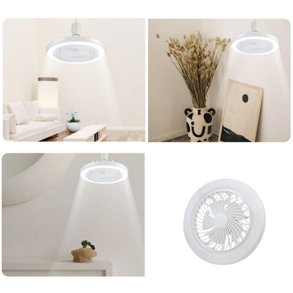 E27 Liten Stille Takvifte med LED-lys, Justerbar Lysfargetemperatur, Viftelampe med Variabel Intensitet, Justerbare Hastigheter, Justerbar Bredde, 1t/2t/4t w