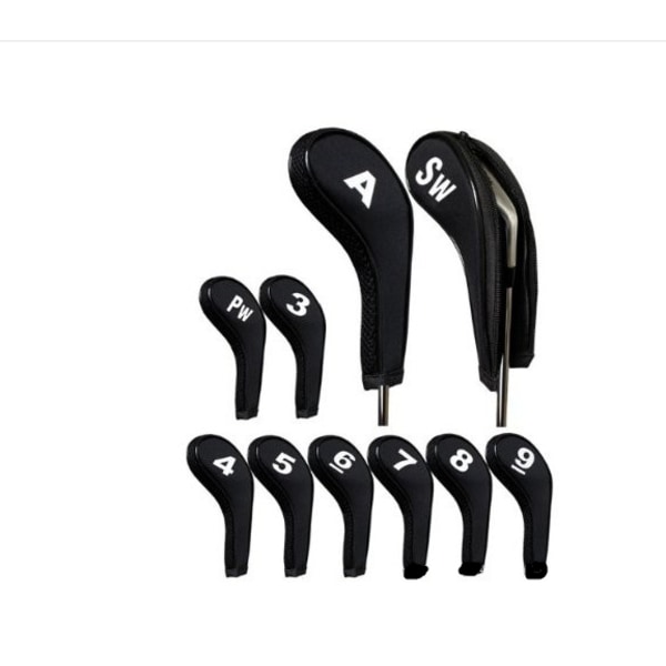 Black - 12 pcs Golf Head Covers Golf Club Protection with Golf Head Covers, Long Neck Number Printing and 1 Golf Club Brush