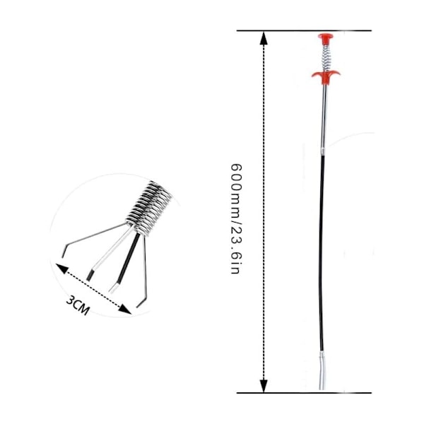 Set med 3 klo-tänger - 60 cm - flexibla och kraftfulla - med gripkrok - fyra klor - vikbara - används ofta för diskbänken, vasken