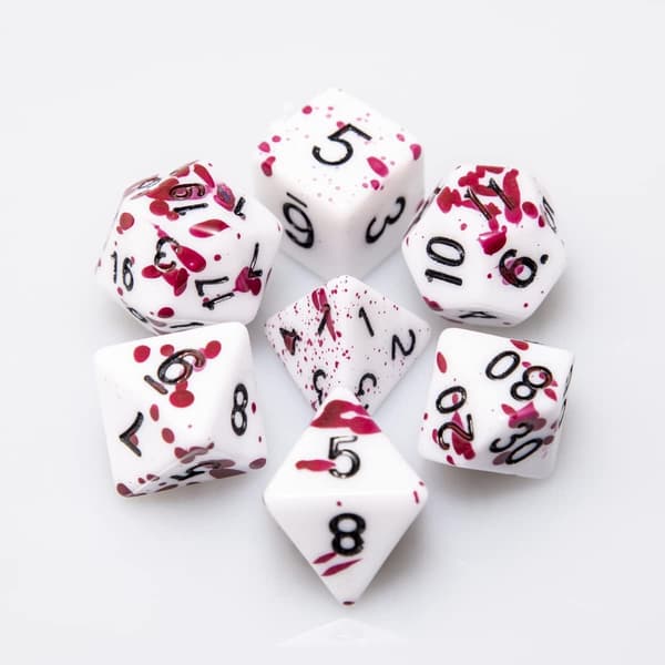 DD(Fuchsia) Terningesæt med uregelmæssig rulle blodige røde prikker Polyhedral Rollespil Terning D20 Terningesæt på 7 Dungeons and Dragons Terninger