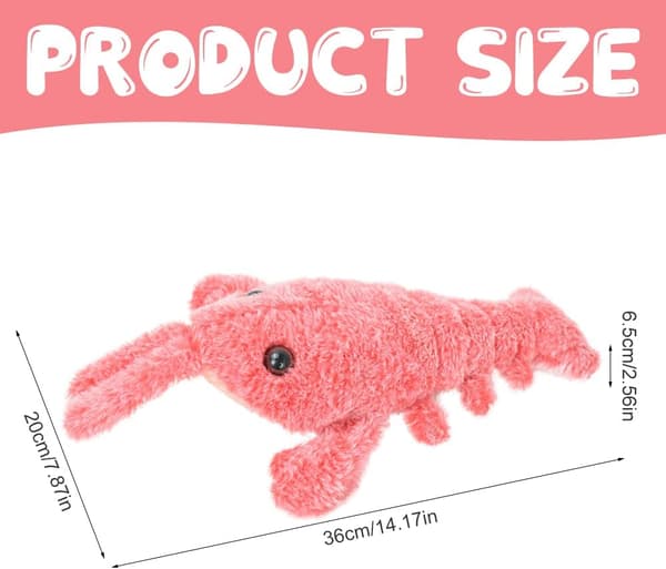Floppy Lobster Hundleksak - 36CM Viftande USB Uppladdningsbar Interaktiv Leksak för Hundar & Kattungar (Rosa)