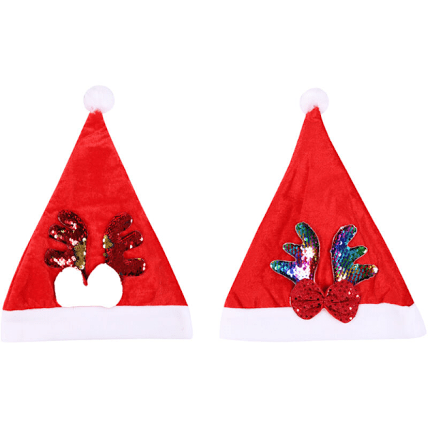Julenissehatt med glitter, 2 stk, julehatter for tenåringer og barn, juletilbehør, standtilbehør