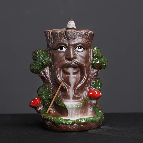 Håndlavede ornamenter i keramik til aromaterapi, røgelsesbrænder i form af et træmonster til julepynt med tilbagestrømningseffekt