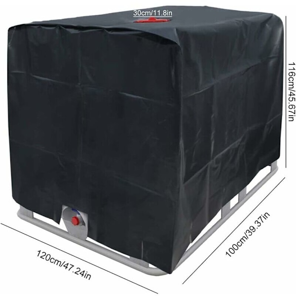 IBC skyddshölje för 1000 l vattentank, skyddshölje för IBC-tank, regnvattentank (svart), 120 × 100 × 116