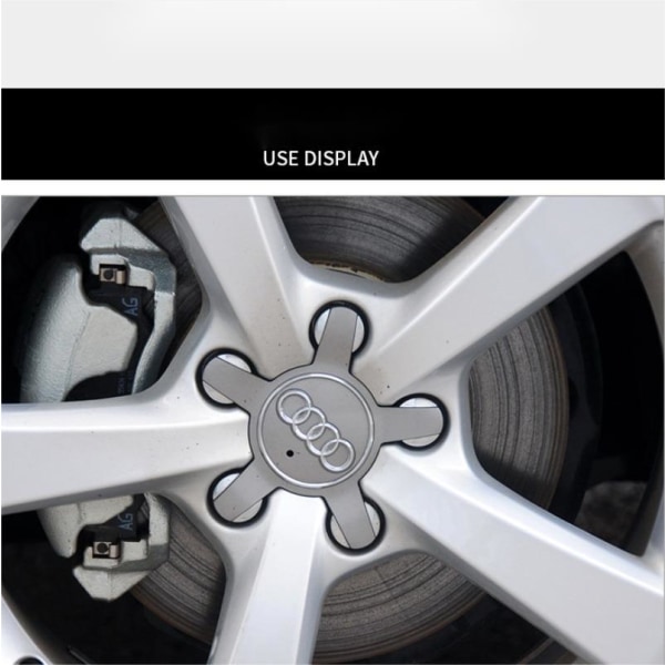 Lämplig för Audi cap femklor bildäck mittmärke ABS navlogotyp (4 stycken) (Ask)