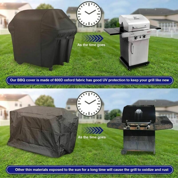 BBQ-overtræk, BBQ-presenning, 600D vandtæt dobbeltlag med justerbart fast spænde, Weber BBQ-grillovertræk, vandtæt BBQ-presenningsbetræk (152 cm/60 tommer)