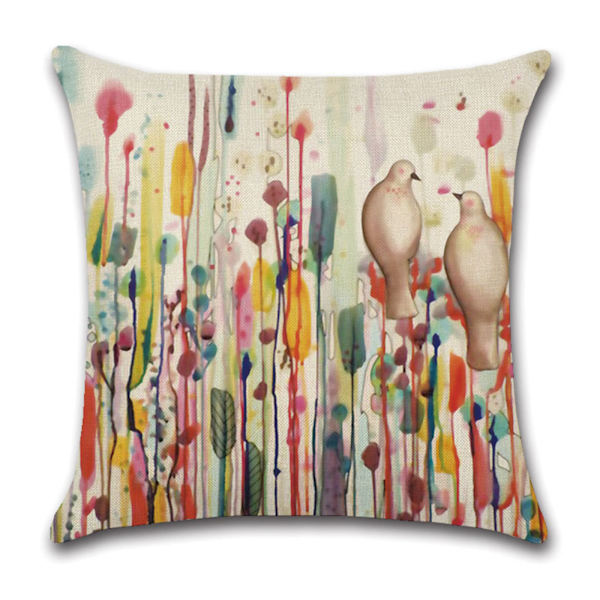 Putetrekk 45x45cm, 4-pak Lin Putetrekk Blomster Livets Tre Dekorasjoner for Sofa Utendørs Hage Seng Sofa Bil
