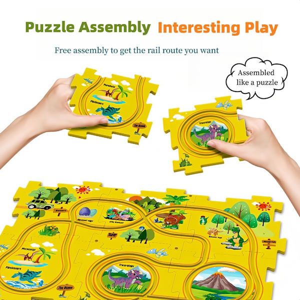 Bil Leksaker Racingbana DIY Barnleksaker 2 3 4 5 6 År Gamla (Dinosaurie)