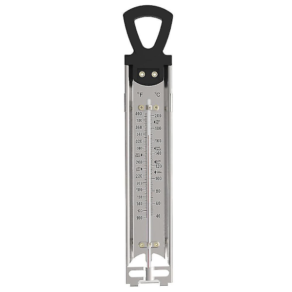 Termometer, Temperatursensor for matlaging av syltetøy, sukker, karamell, konfekt, frityrkokere med håndtak med kjølig berøring, rustfritt stål (1 stk, sølv)