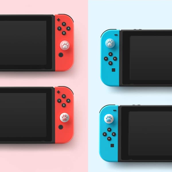 4 stk. (Pink med Blå) - Smart Thumb Grip Caps til Nintendo