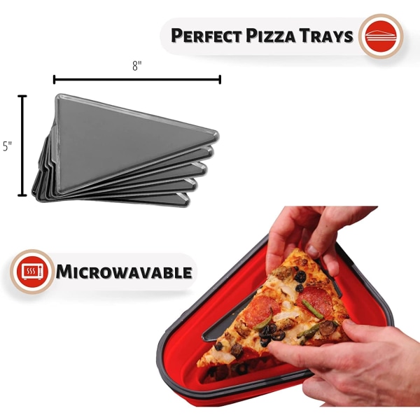 Den perfekte gjenbrukbare pizzalagringsbeholderen med 5 serveringsbrett for mikrobølgeovn - Justerbar pizzaskivebeholder for organisering