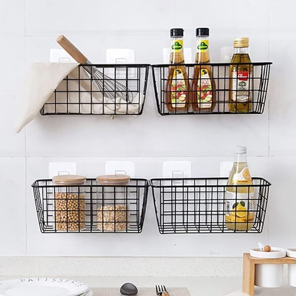 Set med 4 rustika vägghyllor för badrum, vardagsrum, kök