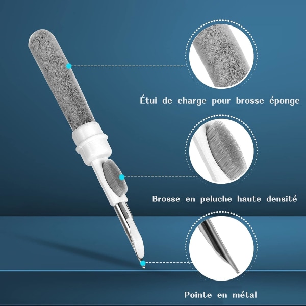 Rengøringskit med børste og metalstift, bærbar gadget til rengøring, forbedret lydkvalitetsrenser, dybderengøring