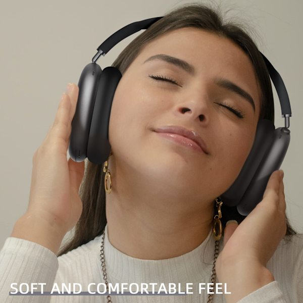 Trådløse Bluetooth-hodetelefoner, dyp bass og Hi-Fi-lyd, sammenleggbare over-ear-hodetelefoner, egnet for alle smarte enheter.(svart)