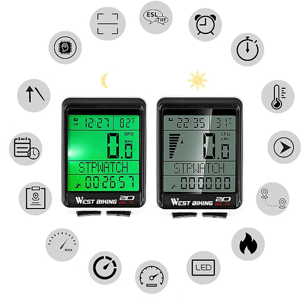 Cykelcomputer cykelodometer trådløs vandtæt