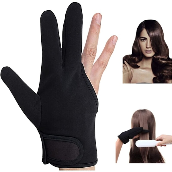 Varmebestandige hansker 2 par Profesjonelle krølltanghansker 3-finger hanske (svart) 19cm