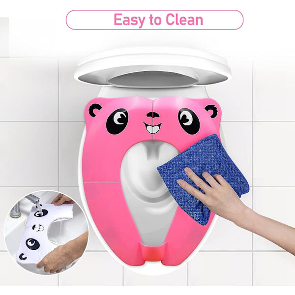 Baby Toiletsæde Reducer (Pink), Foldbar Toiletsæde til Børn, Bærbart Toiletsæde til Drenge og Piger med 8 Skridsikre Sliders og 1 Ca