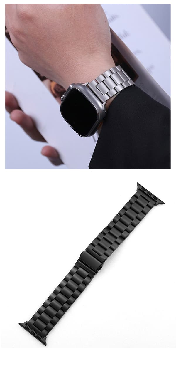 Apple Watch-rem, rustfrit stål, Apple Watch-erstatningsrem, længdejustering (sort) (38/40/41MM)