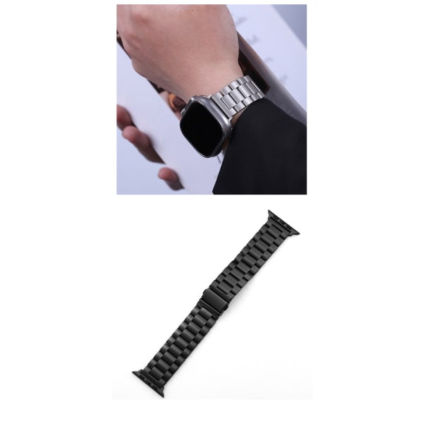 För Apple Watch Band i rostfritt stål, Apple Watch Replacement Band, Längdjustering (svart) (38/40/41MM)