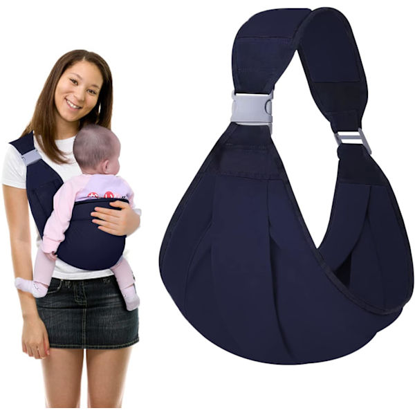 1 Baby Sling, Åndbar Baby Carrier, Bærbar Baby Carrier, Justerbar Skulderrem, Sikker og Blød, Egnet til at Bære Babyer (Marineblå)