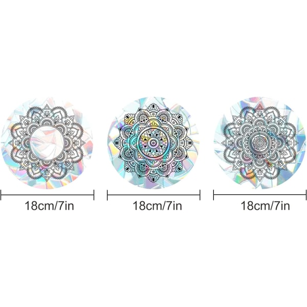 Mandala Vindue Stickers Anti Statisk Kollision Regnbue Glas Stickers Vindue Alarm Dekaler til Køkken Spisestue Soveværelse