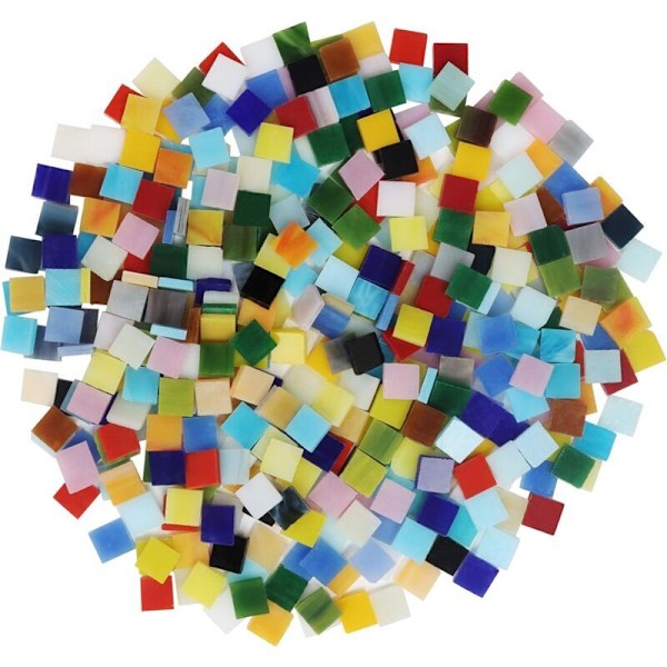 Mosaikfliser til kreative hobbyer (600 stk / 400g) - 1 x 1cm - Sortiment af glasmosaikfliser til indretning, rammer, blomsterkrukker, spejle,