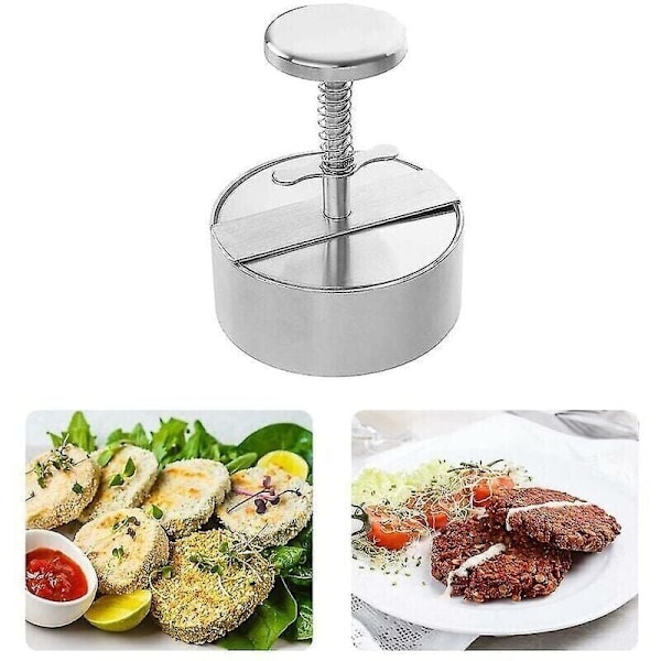 Hamburgarepress, form för malet kött i 304 rostfritt stål med skala för familjeträffar, sammankomster, grillar