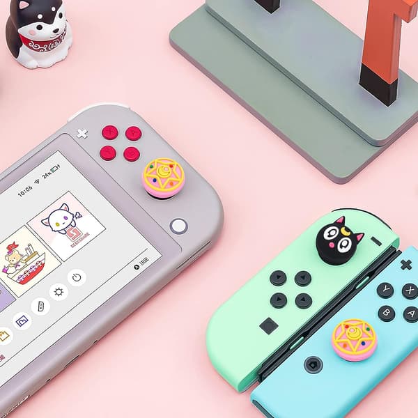 Gule og sorte (4 stk.) - Grip Caps Covers Kompatibel med Switch  Switch Lite, bløde silikonegreb til Joy-Con Gamepad, 3D analogt cover