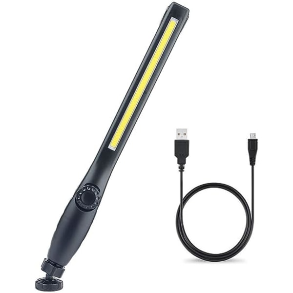 (Svart) Oppladbar LED arbeidslys med magnetisk og USB 360 graders rotasjon, oppladbar LED inspeksjonslys, inspeksjonslys for husholdningsarbeid