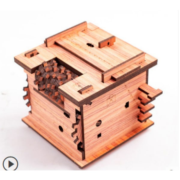 Färg Syra Gren Röd Escape Room 60min Boxad Katt Modell Trä 3D Pussel Boxad Logik Spel Presentask Quest Box