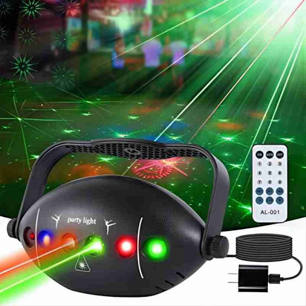 Scenljus för fester med ljudaktiverad discokula, karnevalsljus med fjärrkontroll, 3 LED-bakgrundsbelysning, stroboskopblixtläge, projektorbelysning